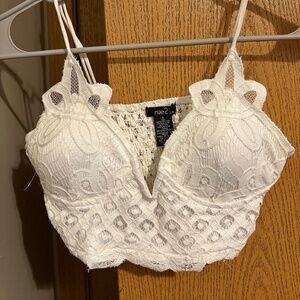 White lace crop top